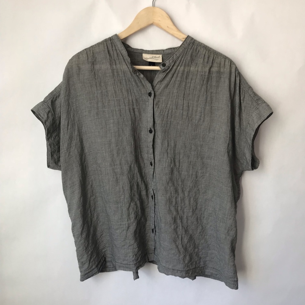 Universal Thread Black White Check Button Down